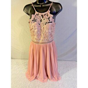 NWT Sequin Hearts Formal Dress Pink Lace Fit & Flare Fairy Juniors 1 Small S